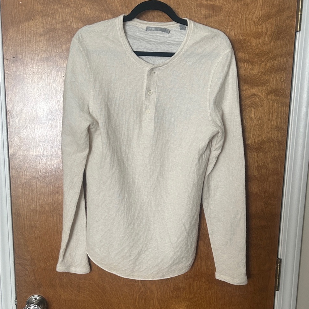 Vince Men's Long Sleeve Cream Henley